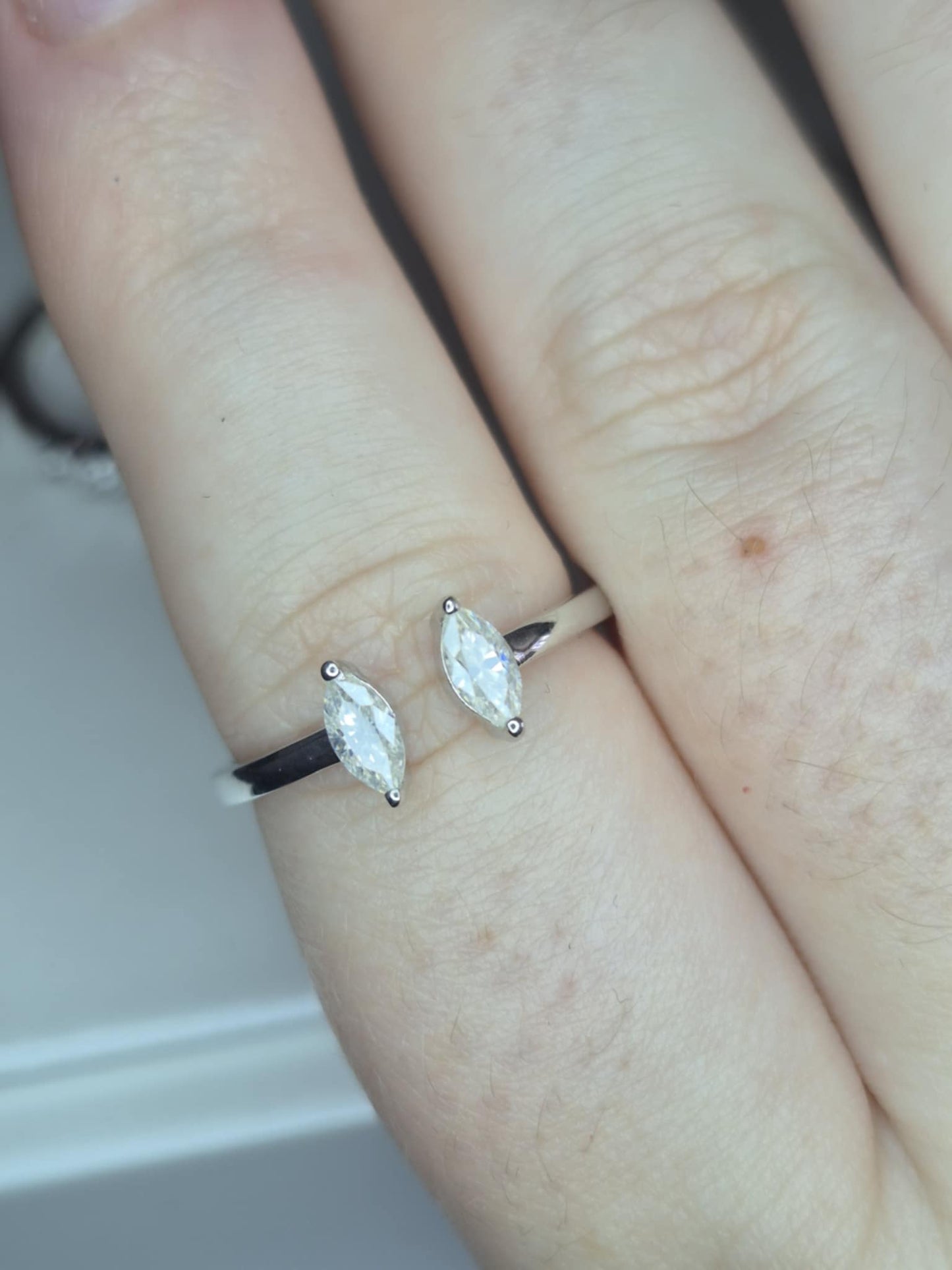 Set of 4 2.800ct Moissanite Rings in Rhodium Overlay925 Sterling Silver SIZE Q