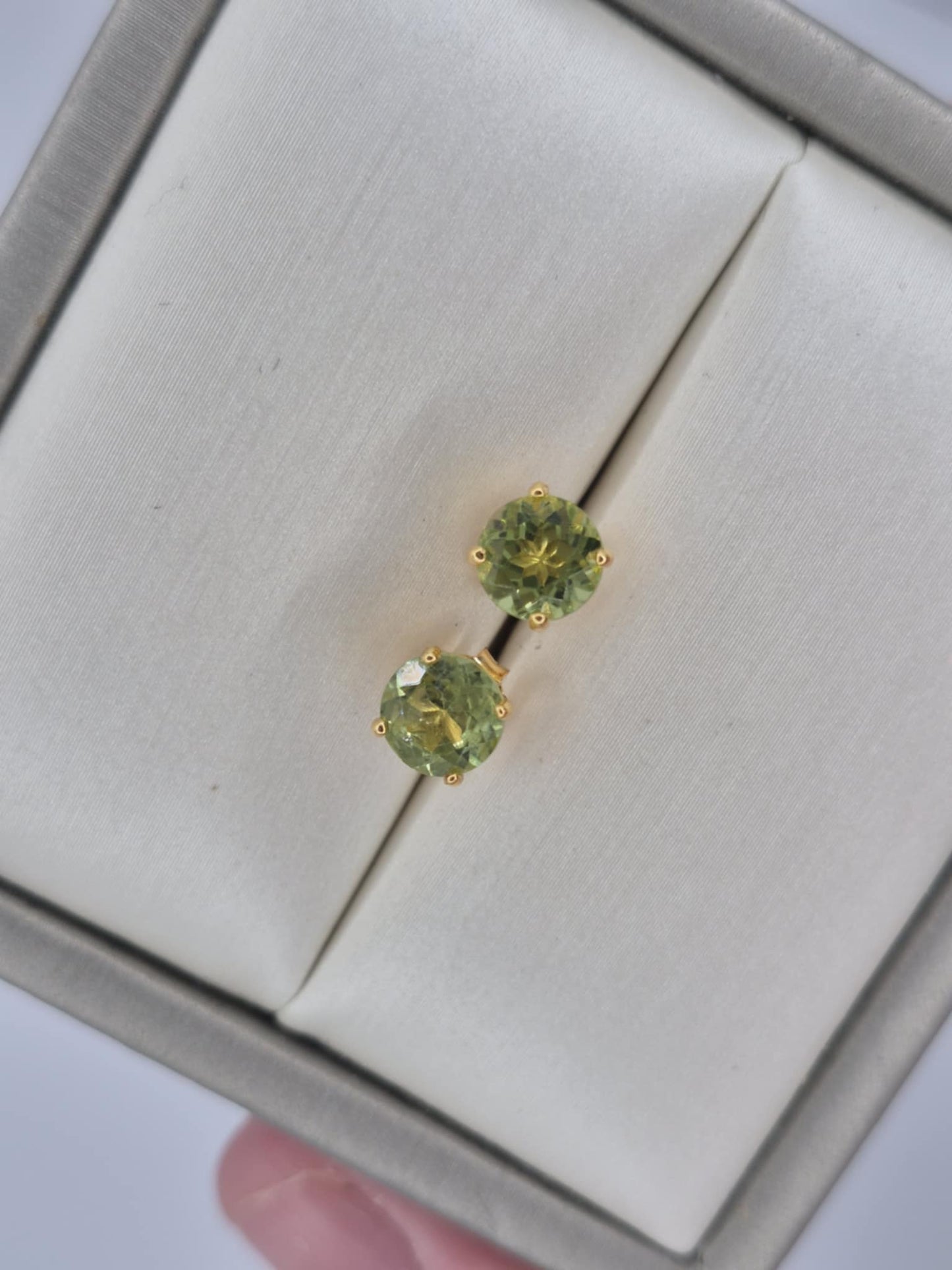 1.60ct Peridot Solitaire Stud Earrings in Yellow Gold Overlay 925 Sterling Silver