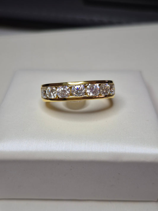 1.65ct Moissanite Half Eternity Band Ring in Yellow Gold Plated 925 Sterling Silver