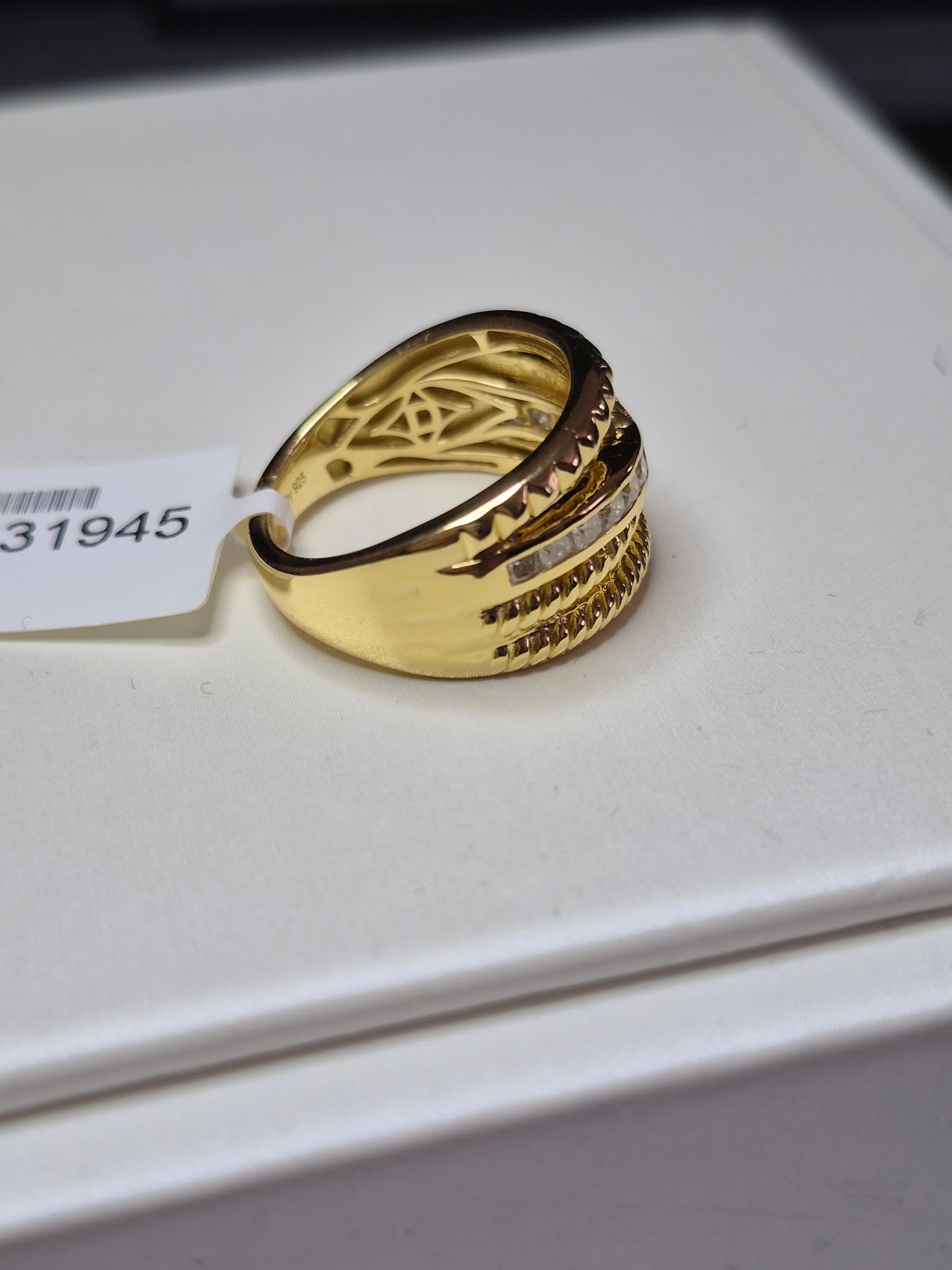 Moissanite Ring in 18K Yellow Gold Plating 925 Sterling Silver SIZE N