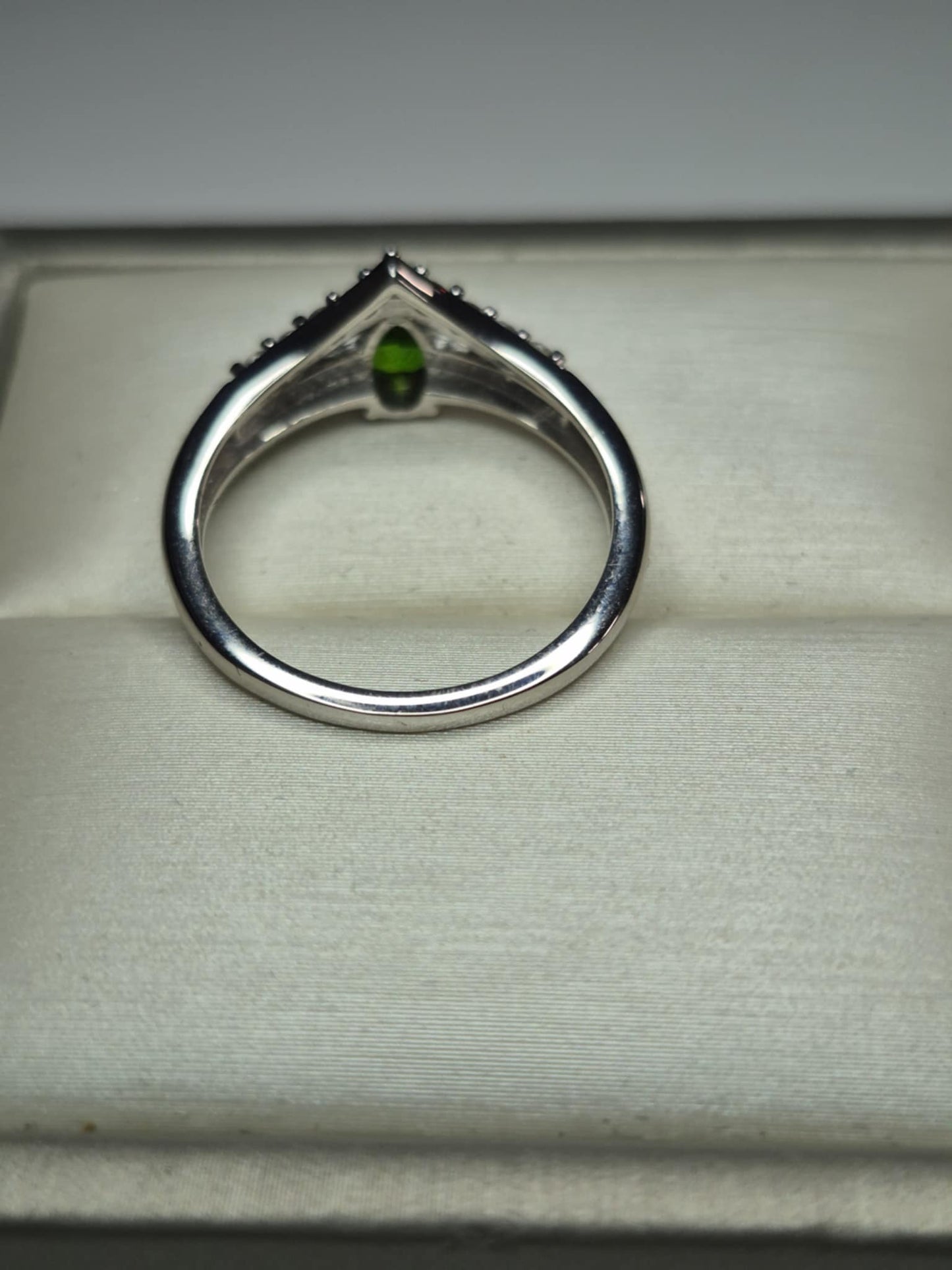 Natural Russian Diopside, Natural White Zircon Crown Ring in Rhodium Overlay 925 Sterling Silver SIZE N