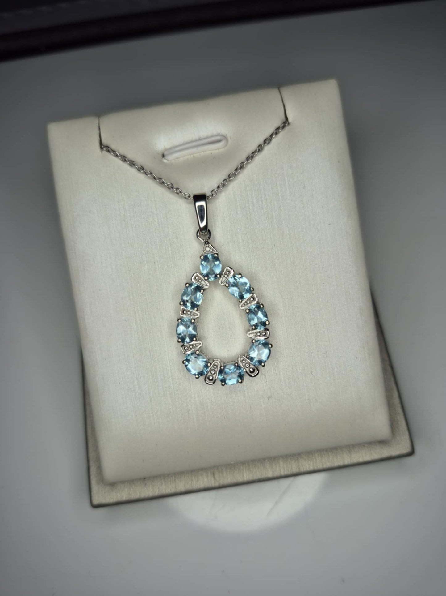 2.800ct Blue Lagoon Apatite Necklace Rhodium Overlay 925 Sterling Silver