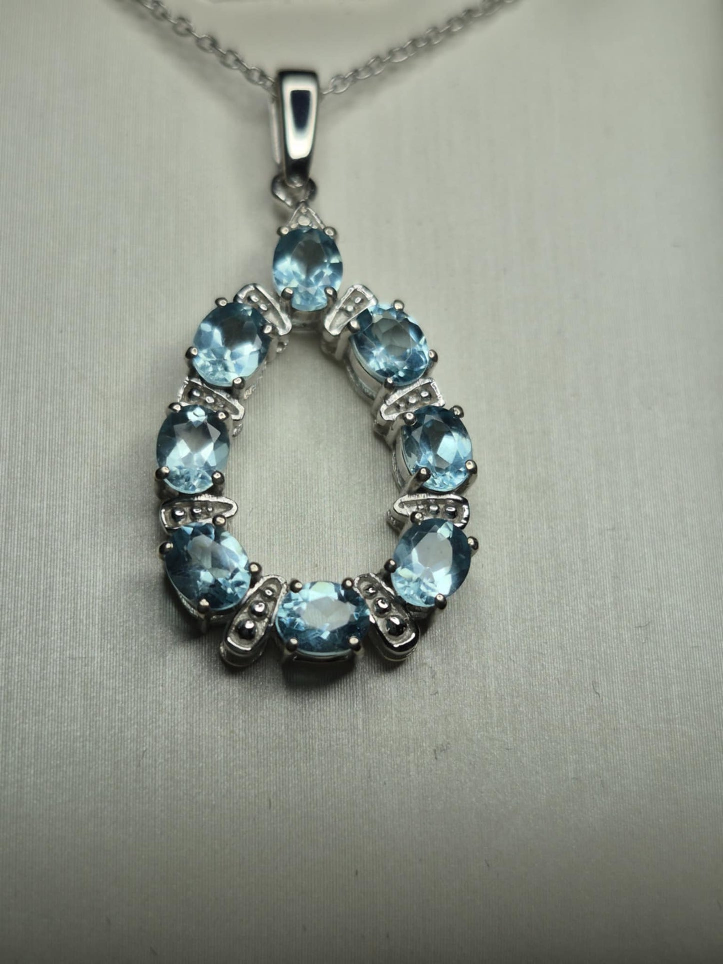 2.800ct Blue Lagoon Apatite Necklace Rhodium Overlay 925 Sterling Silver