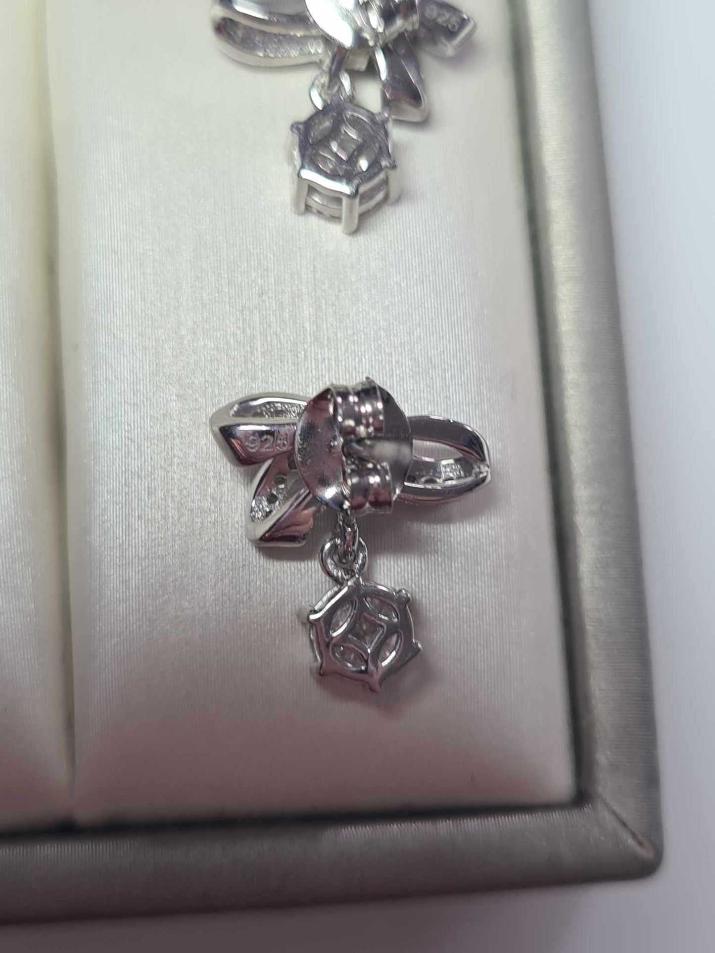 1.15ct Moissanite Bowknot Earrings in Platinum Overlay 925 Sterling Silver