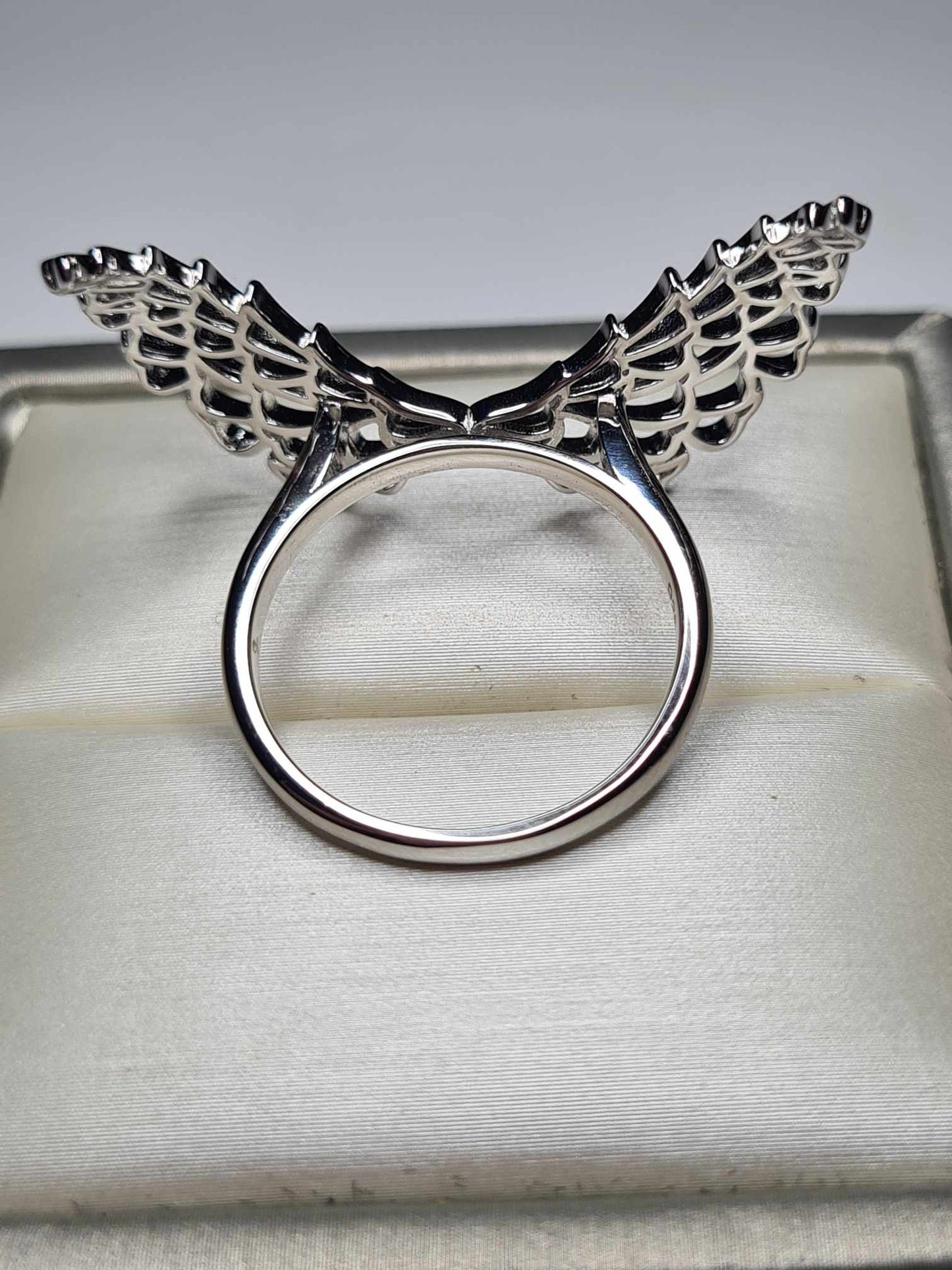 Angel Wing Ring 925 Sterling Silver With Rhodium Overlay SIZE S