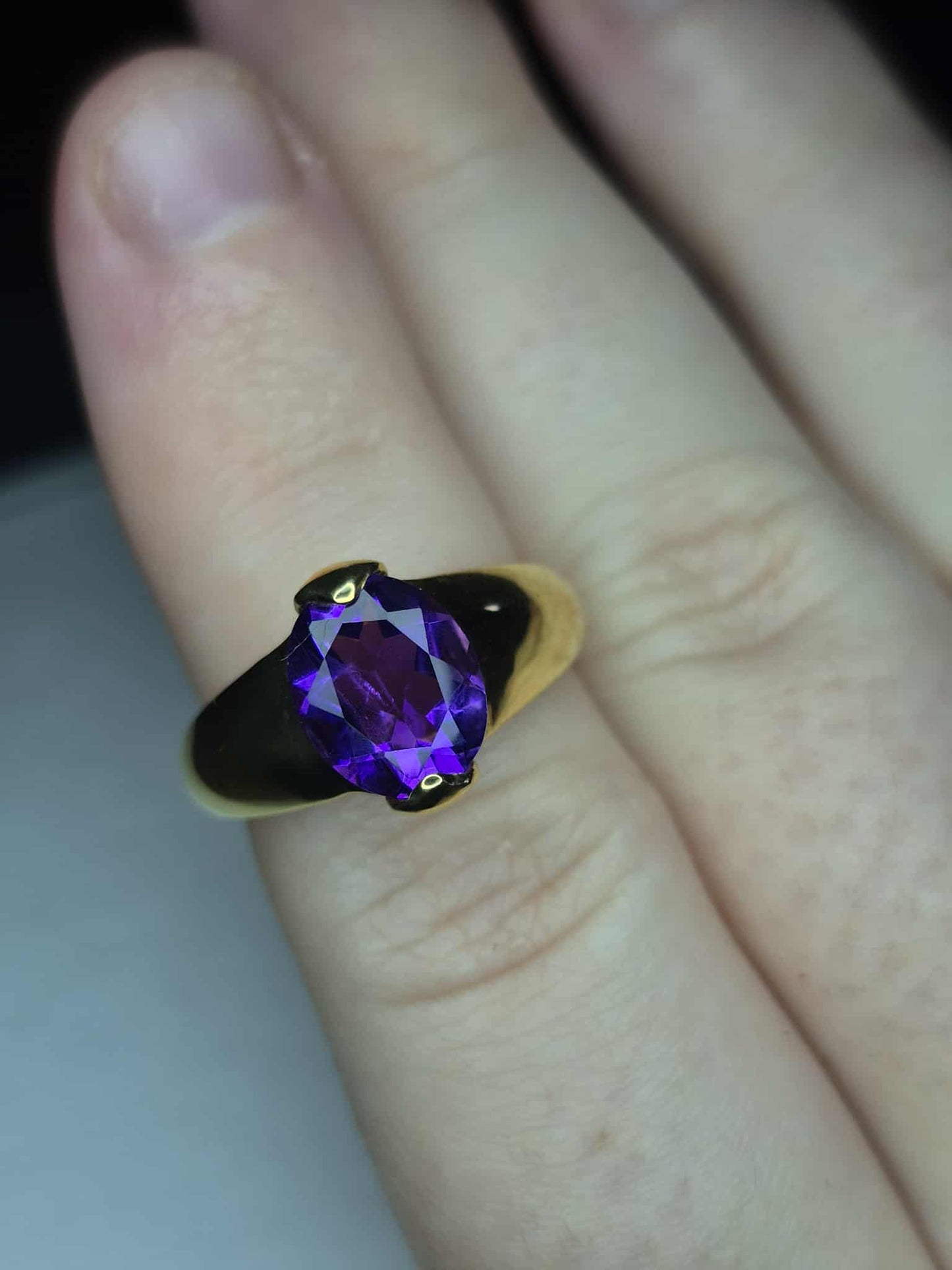 2.510ct AAA African Amethyst Solitaire Ring in 14K Gold 925 Sterling Silver SIZE M