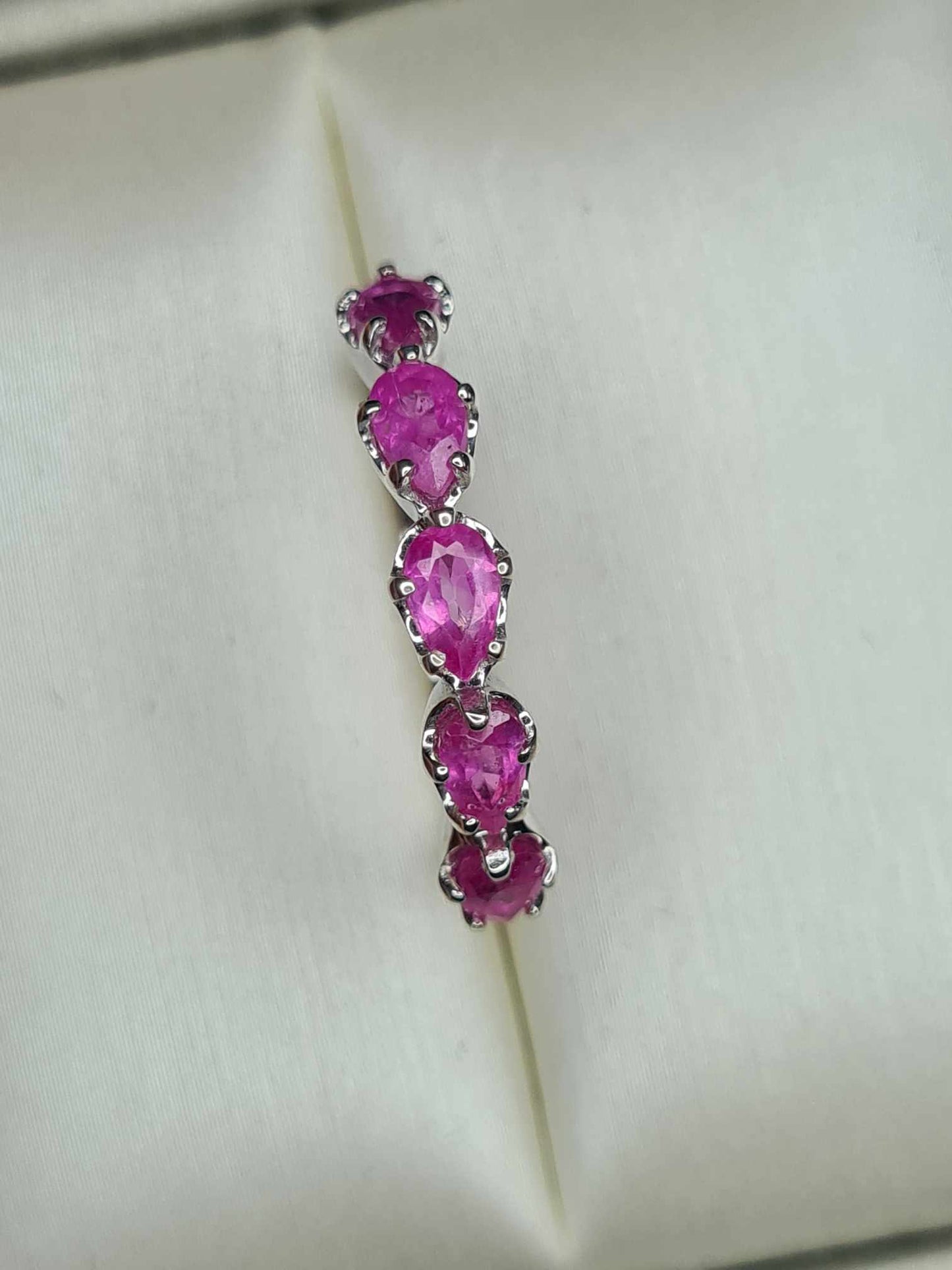 1.54ct Pink Sapphire 5 Stone Ring in Platinum Overlay 925 Sterling Silver