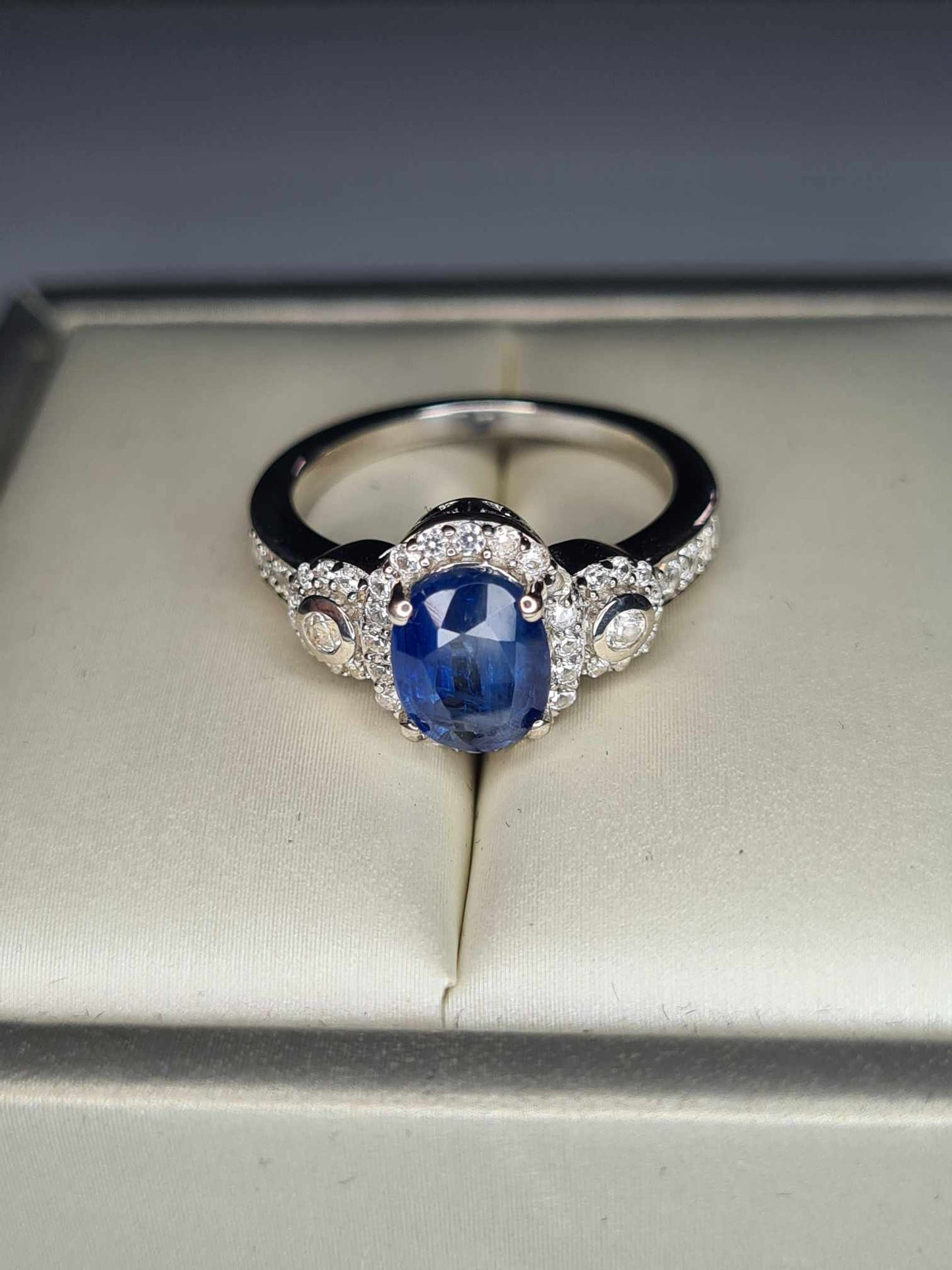 2.12 Ct Natural Himalayan Kyanite & Natural Zircon Ring in Platinum Overlay Sterling Silver SIZE L