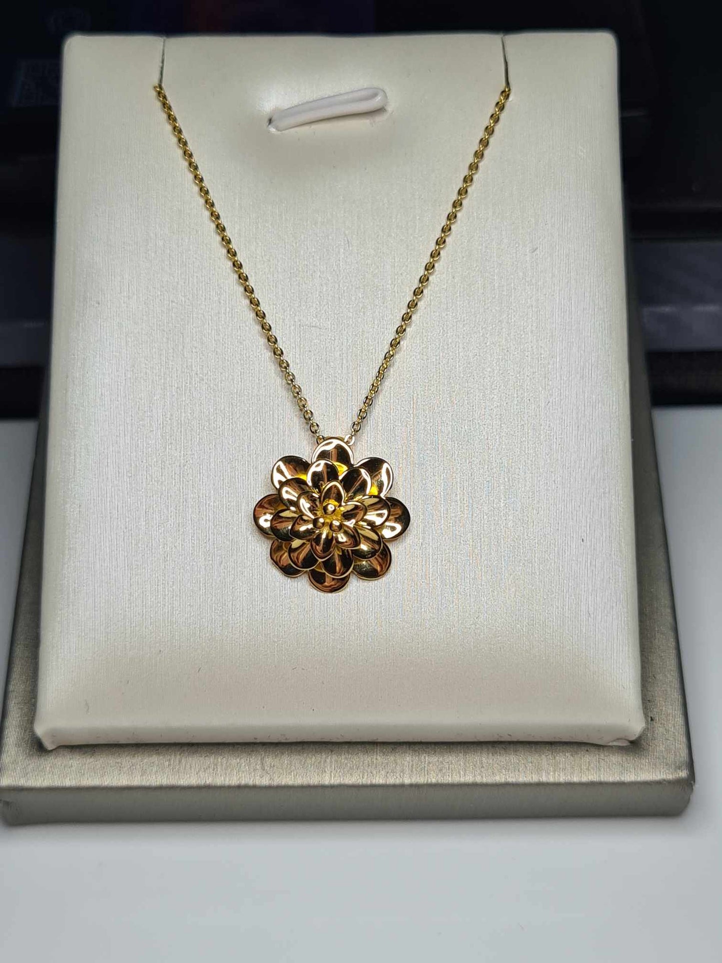 Floral 18k Gold Overlay 925 Sterling Silver Necklace