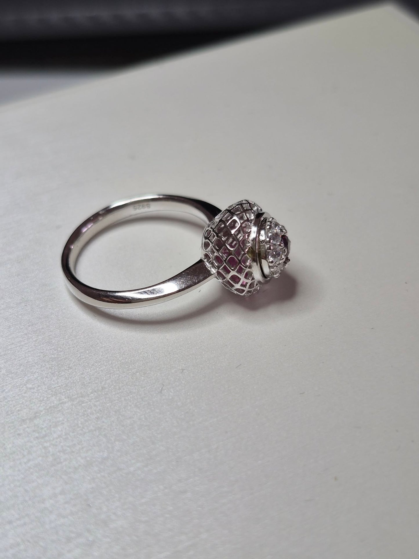 2.32ct Pink Spinel Ring in Rhodium Overlay 925 Sterling Silver SIZE N