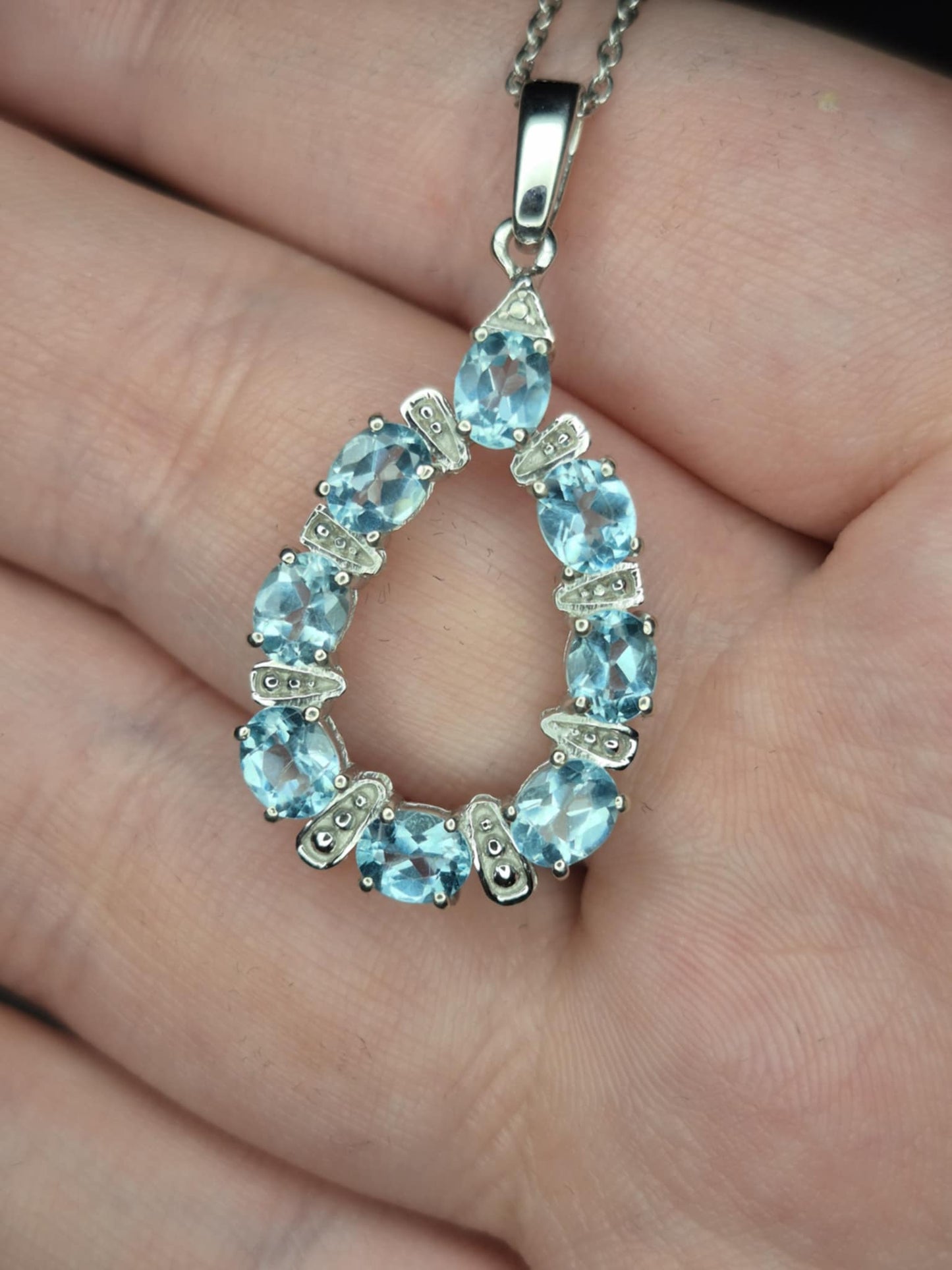 2.800ct Blue Lagoon Apatite Necklace Rhodium Overlay 925 Sterling Silver