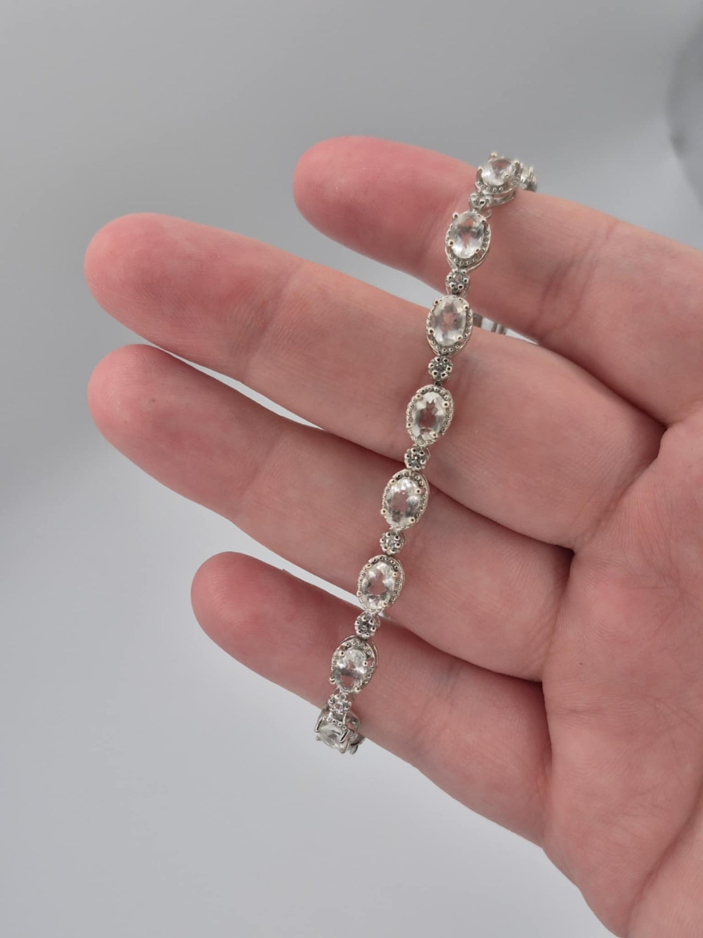 6.50ct Hyalite Opal and Natural Cambodian Zircon Bracelet in Platinum Overlay Sterling Silver