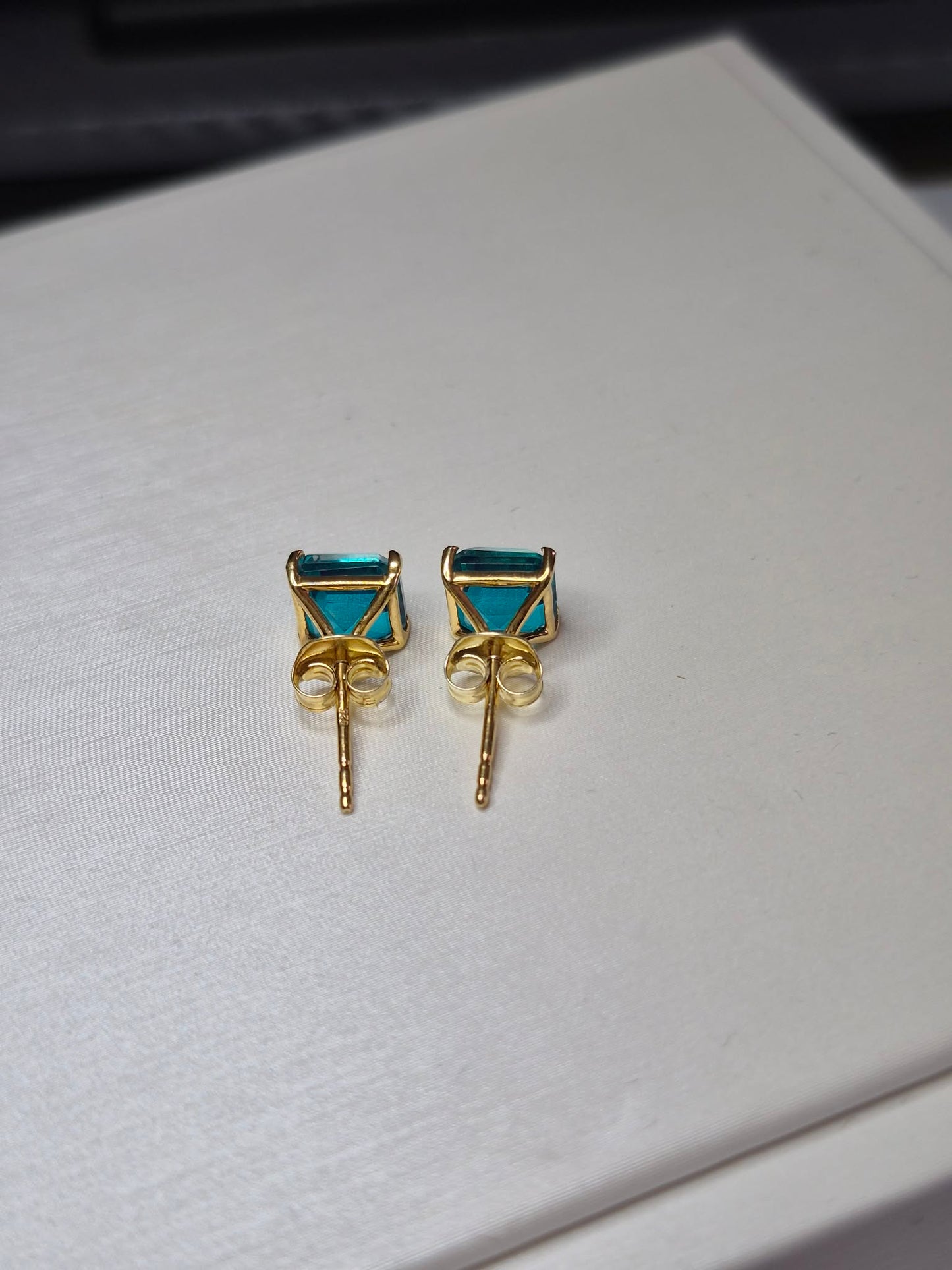 3.90ct Blue Triplet Quartz Solitaire Stud Earrings in Yellow Gold Plated 925 Sterling Silver