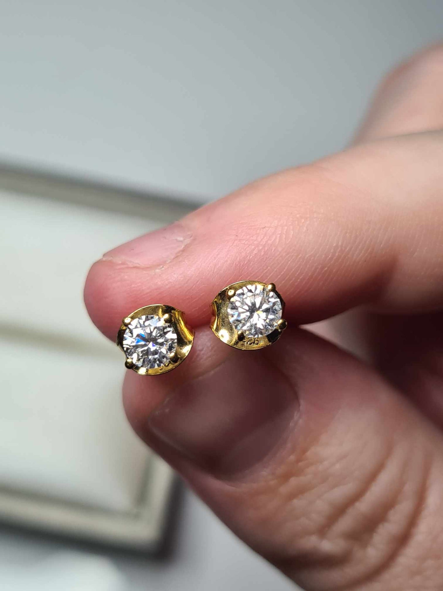 0.46 Ct. Moissanite Solitaire Stud Earrings in 14K Vermeil Gold Overlay 925 Sterling Silver