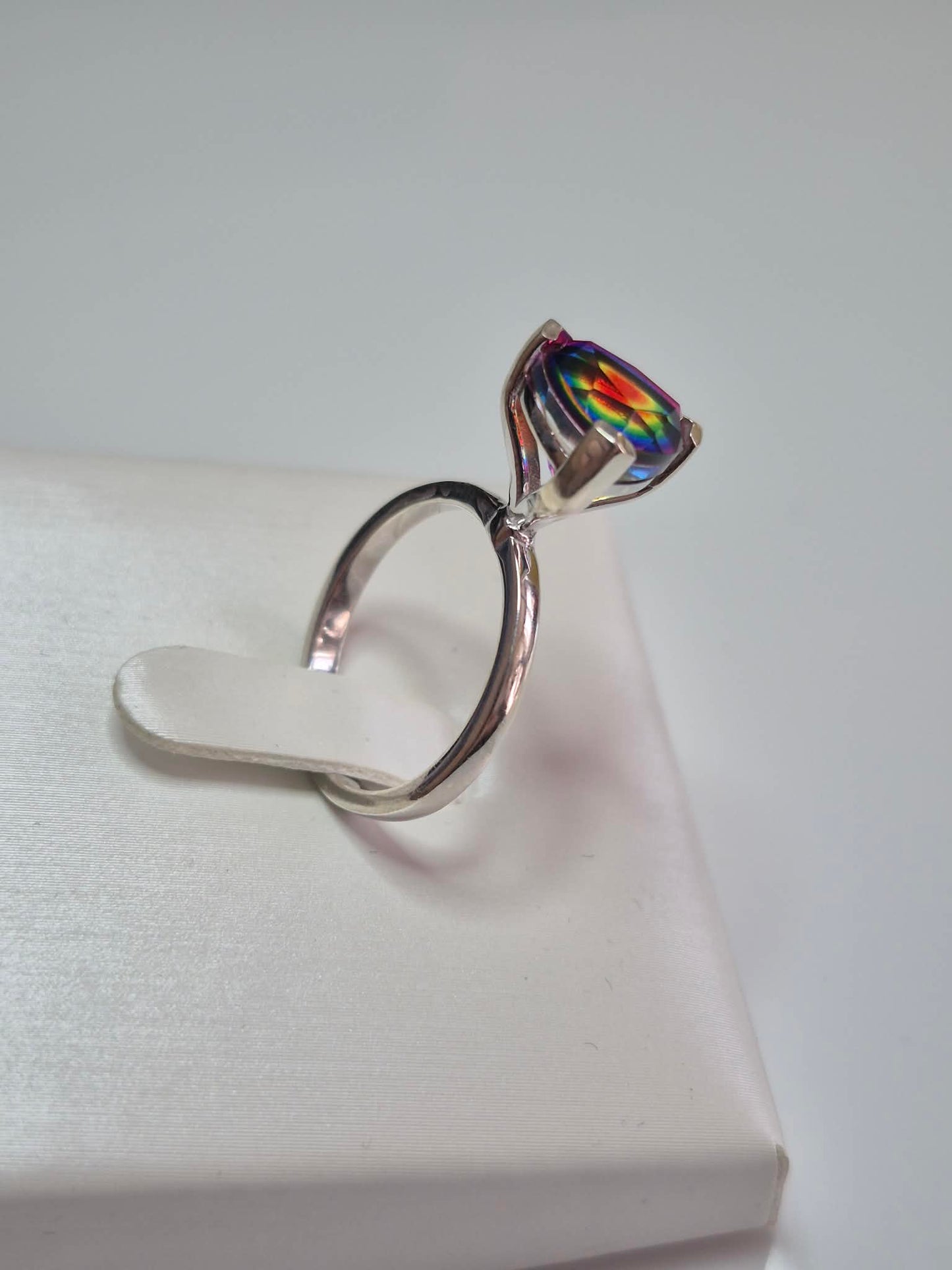 2.96ct Nebula Quartz Doublet Solitaire Ring 925 Sterling Silver SIZE L