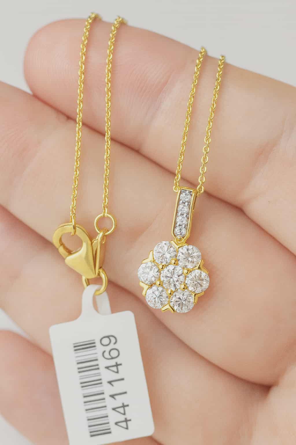 1.22ct Moissanite Floral Necklace 925 Sterling Silver with a gold overlay