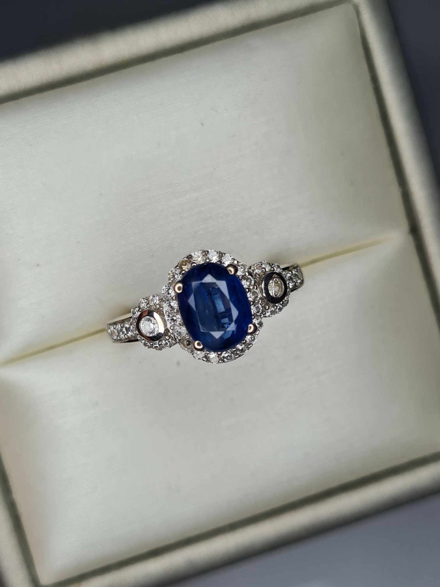 2.12 Ct Natural Himalayan Kyanite & Natural Zircon Ring in Platinum Overlay Sterling Silver SIZE L