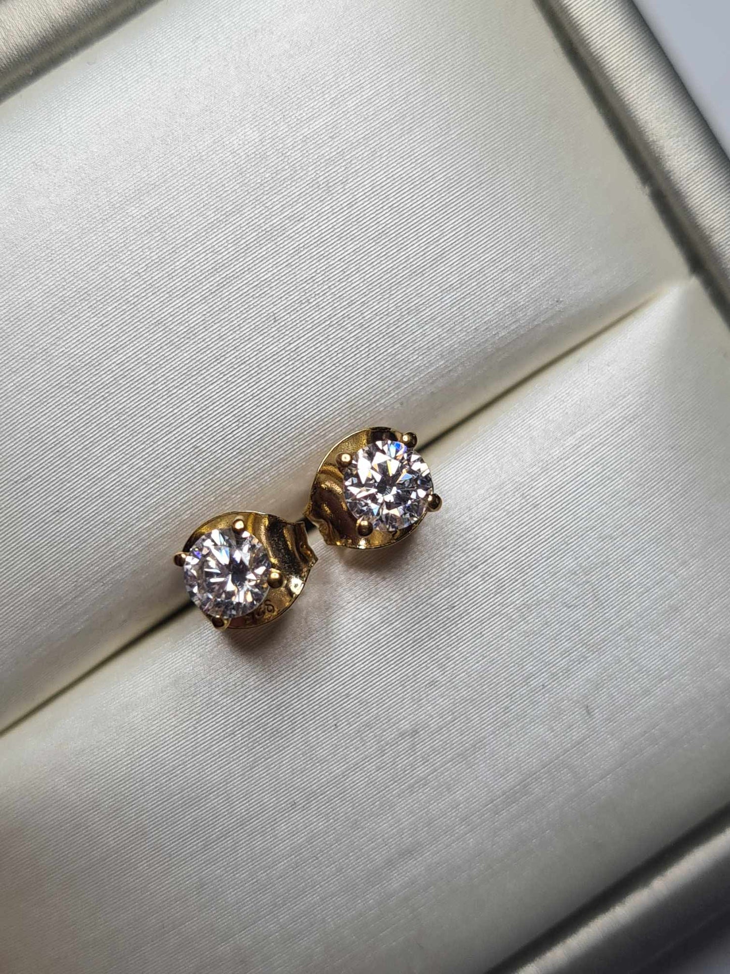 0.46 Ct. Moissanite Solitaire Stud Earrings in 14K Vermeil Gold Overlay 925 Sterling Silver