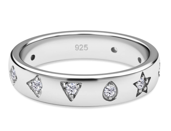 Moissanite Band Ring 925 Sterling Silver SIZE N