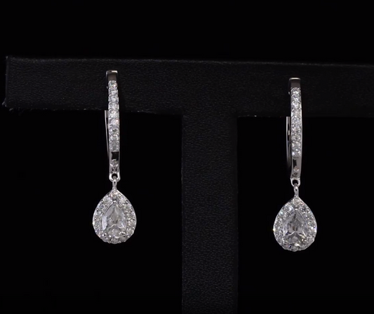 1.34ct Moissanite Dangle Earrings in Platinum Overlay 925 Sterling Silver