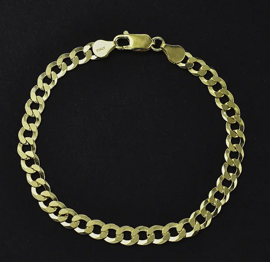 Italy Made 8inch Curb Bracelet in Gold Overlay 925 Sterling Silver