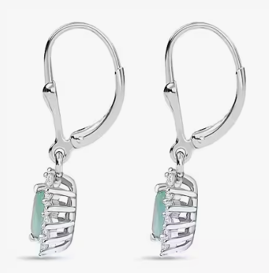 Grandidierite & Moissanite Drop Earrings in Rhodium Overlay 925 Sterling Silver