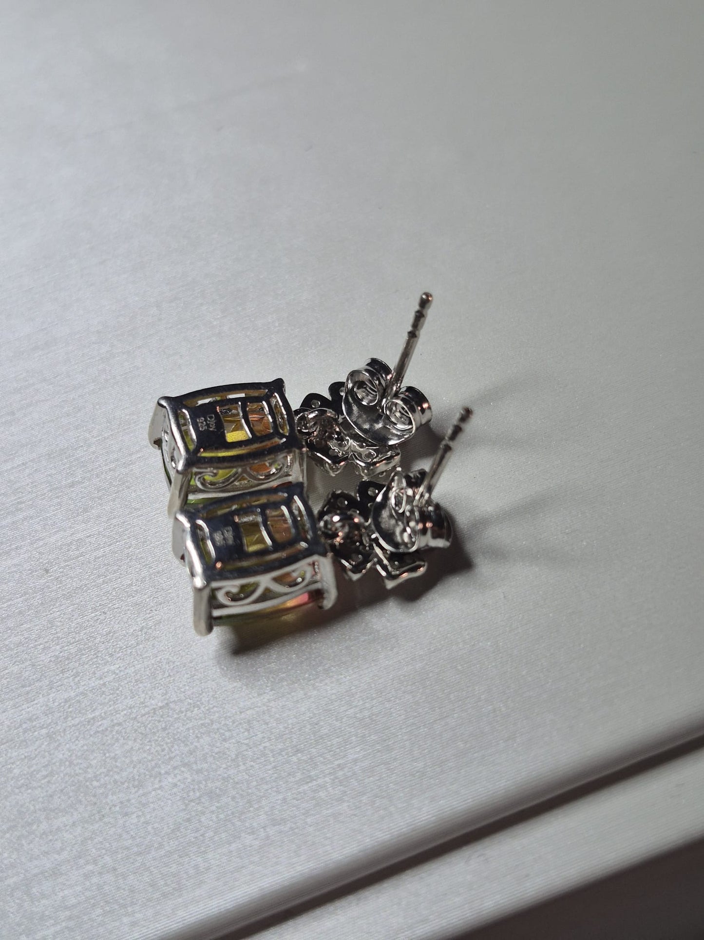 5.41ct Rainbow Genesis Quartz & White Zircon Earrings 925 sterling silver