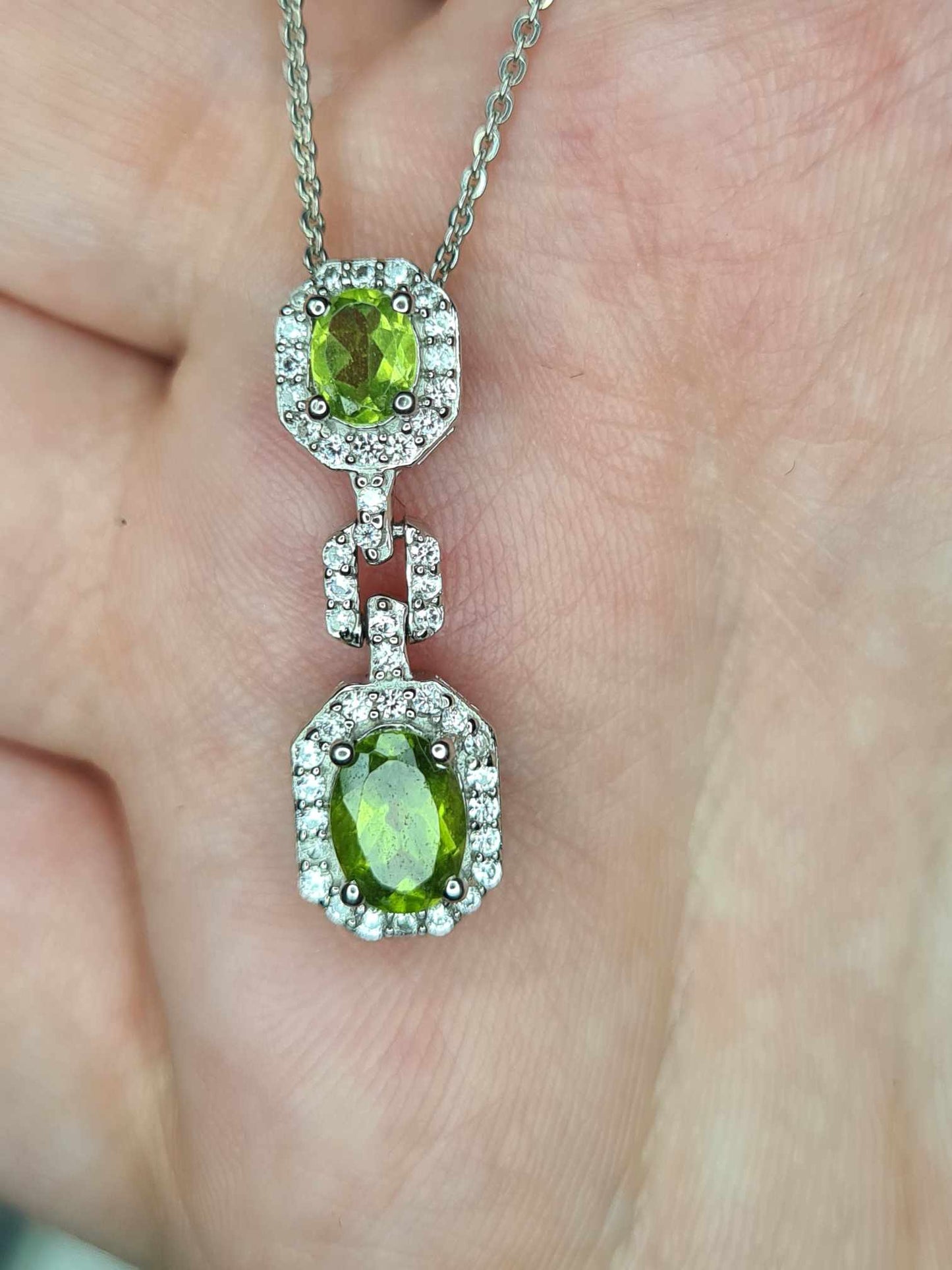 1.74 Ct. Vesuvianite and Natural Zircon Necklace 925 Sterling Silver