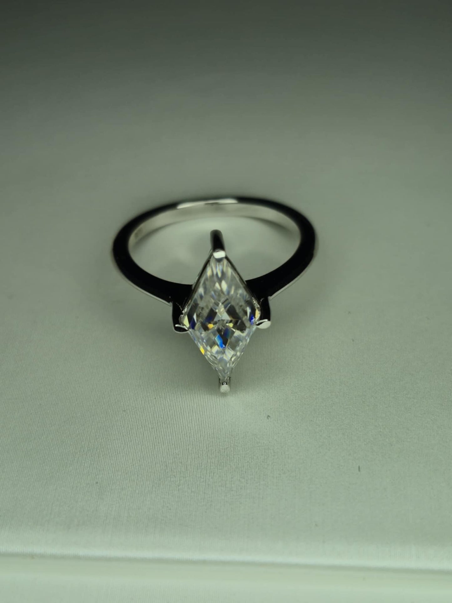 2.40ct Moissanite Solitaire Ring in Rhodium Overlay 925 Sterling Silver SIZE O