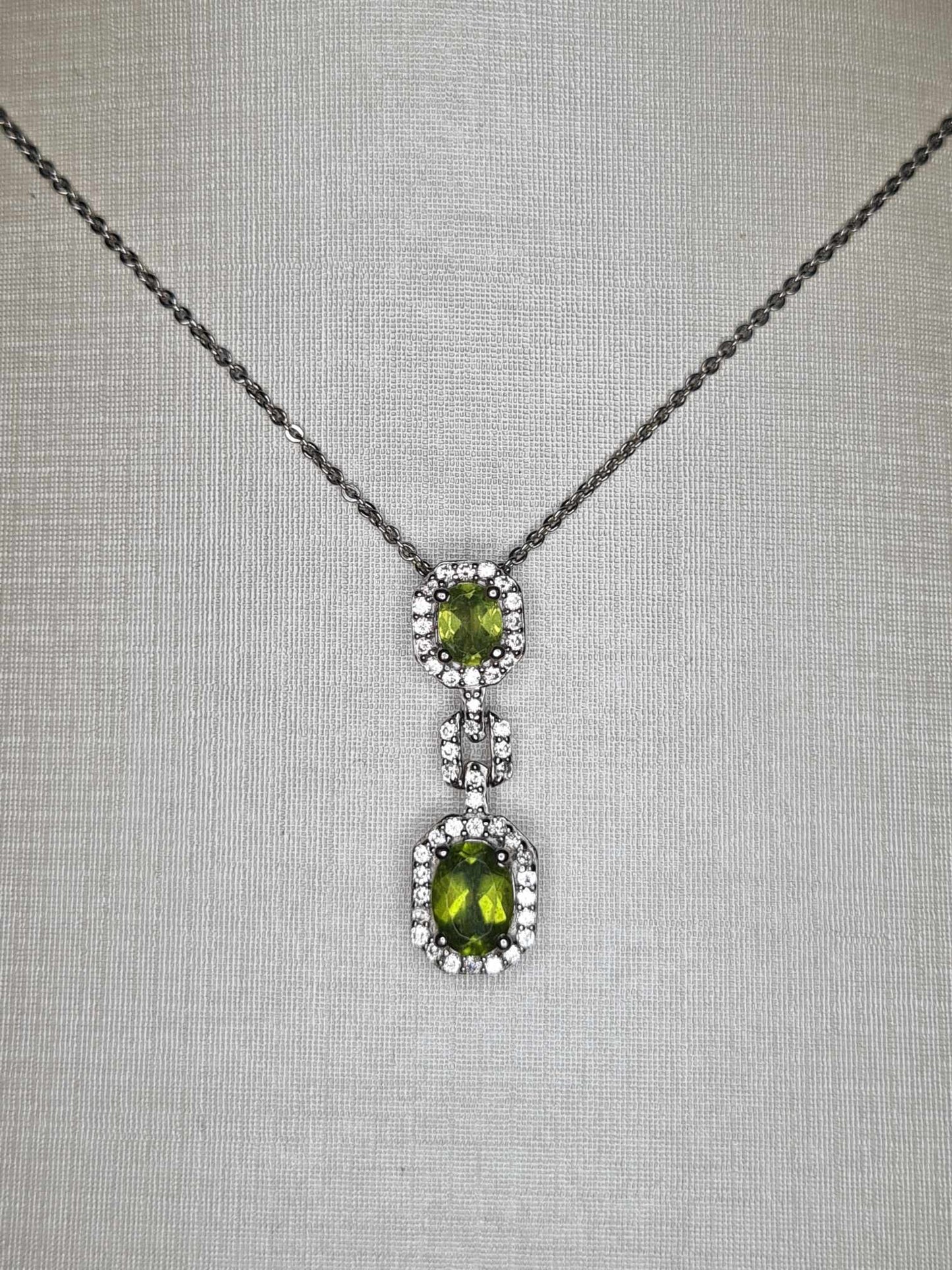 1.74 Ct. Vesuvianite and Natural Zircon Necklace 925 Sterling Silver