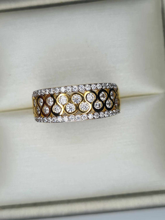 0.805ct. Art Deco Moissanite Band Ring 18K Gold overlay 925 sterling silver SIZE K