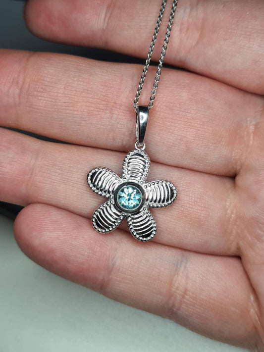 0.510ct. Lagoon Apatite Necklace in Rhodium Overlay 925 Sterling Silver