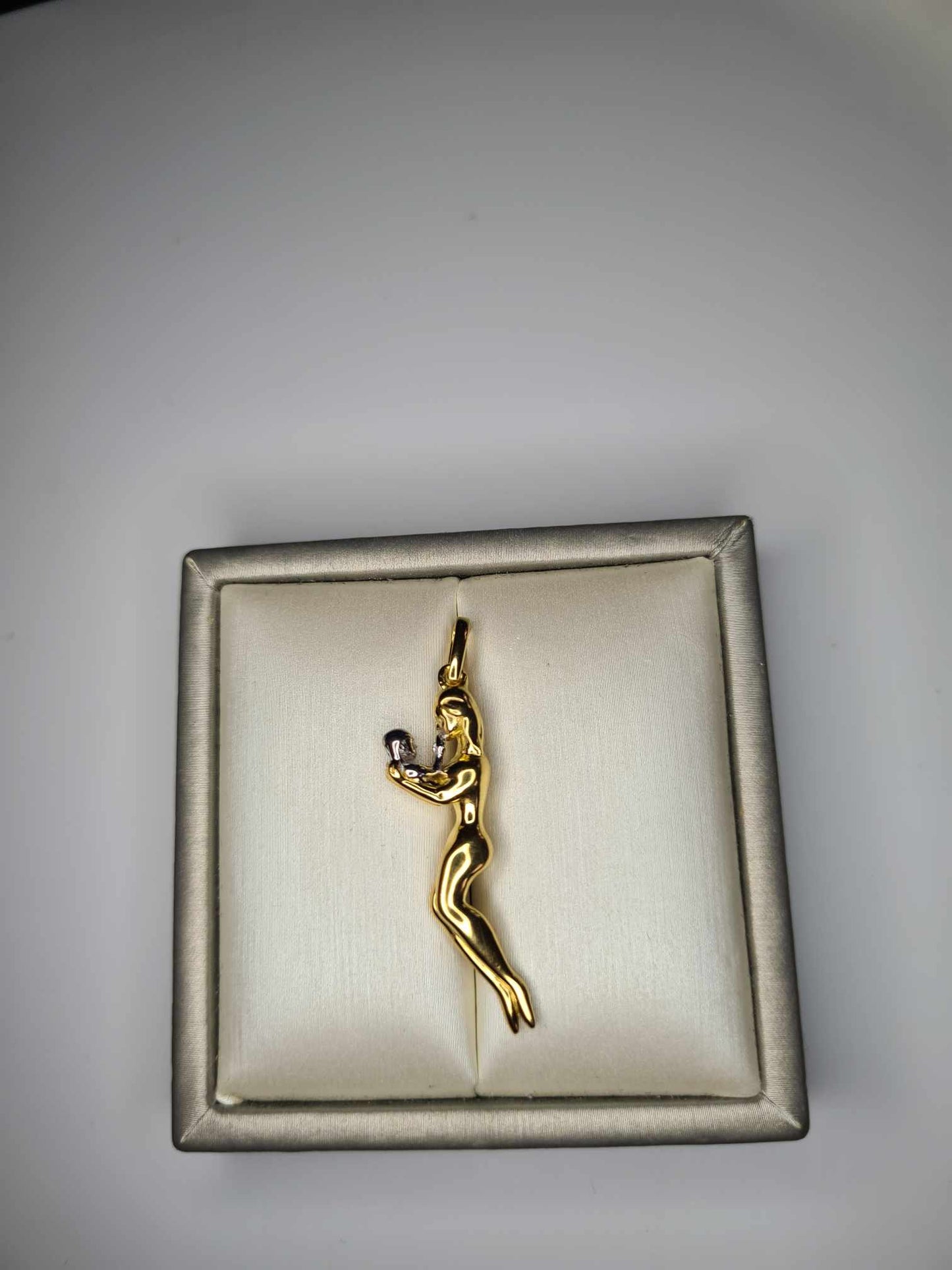 Mother & Child Pendant 18K Gold Overlay 925 Sterling Silver