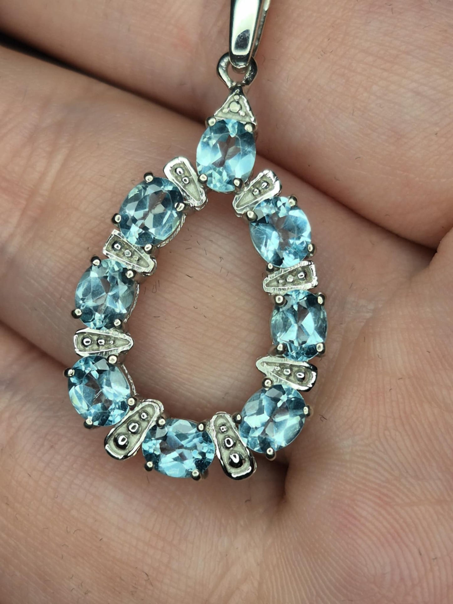 2.800ct Blue Lagoon Apatite Necklace Rhodium Overlay 925 Sterling Silver