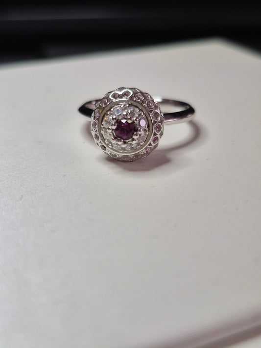 2.32ct Pink Spinel Ring in Rhodium Overlay 925 Sterling Silver SIZE N