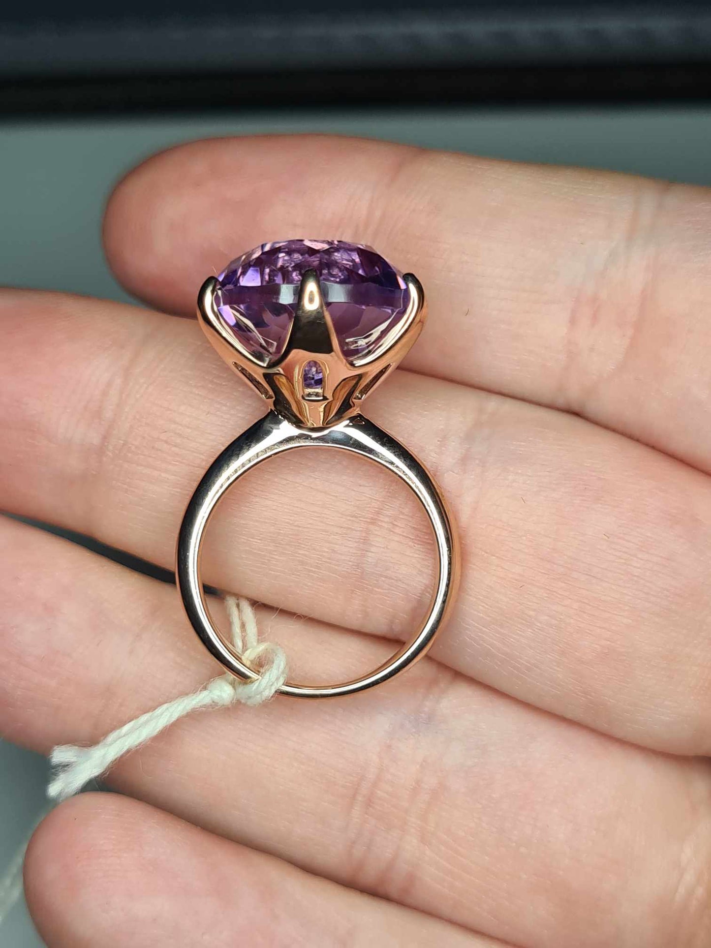 11ct Rose De France Amethyst Ring 18K Rose Gold Overlay 925 Sterling Silver SIZE K