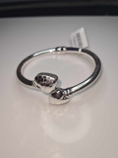 925 Sterling Silver Heart Bangle 7.5inches