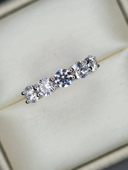 3.25ct Swarovski Zirconia 5 Stone Ring in Rhodium Overlay 925 Sterling Silver