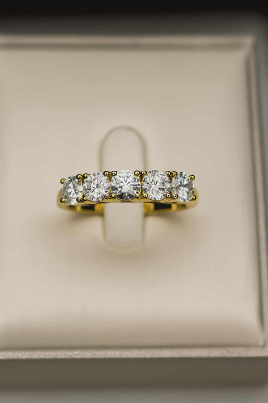 1ct Moissanite 5 Stone Ring in 18K Gold 925 Sterling Silver SIZE Q