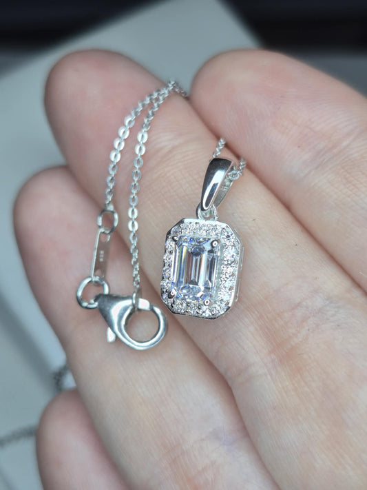 2.41ct Swarovski Zirconia Necklace Rhodium Overlay 925 Sterling Silver