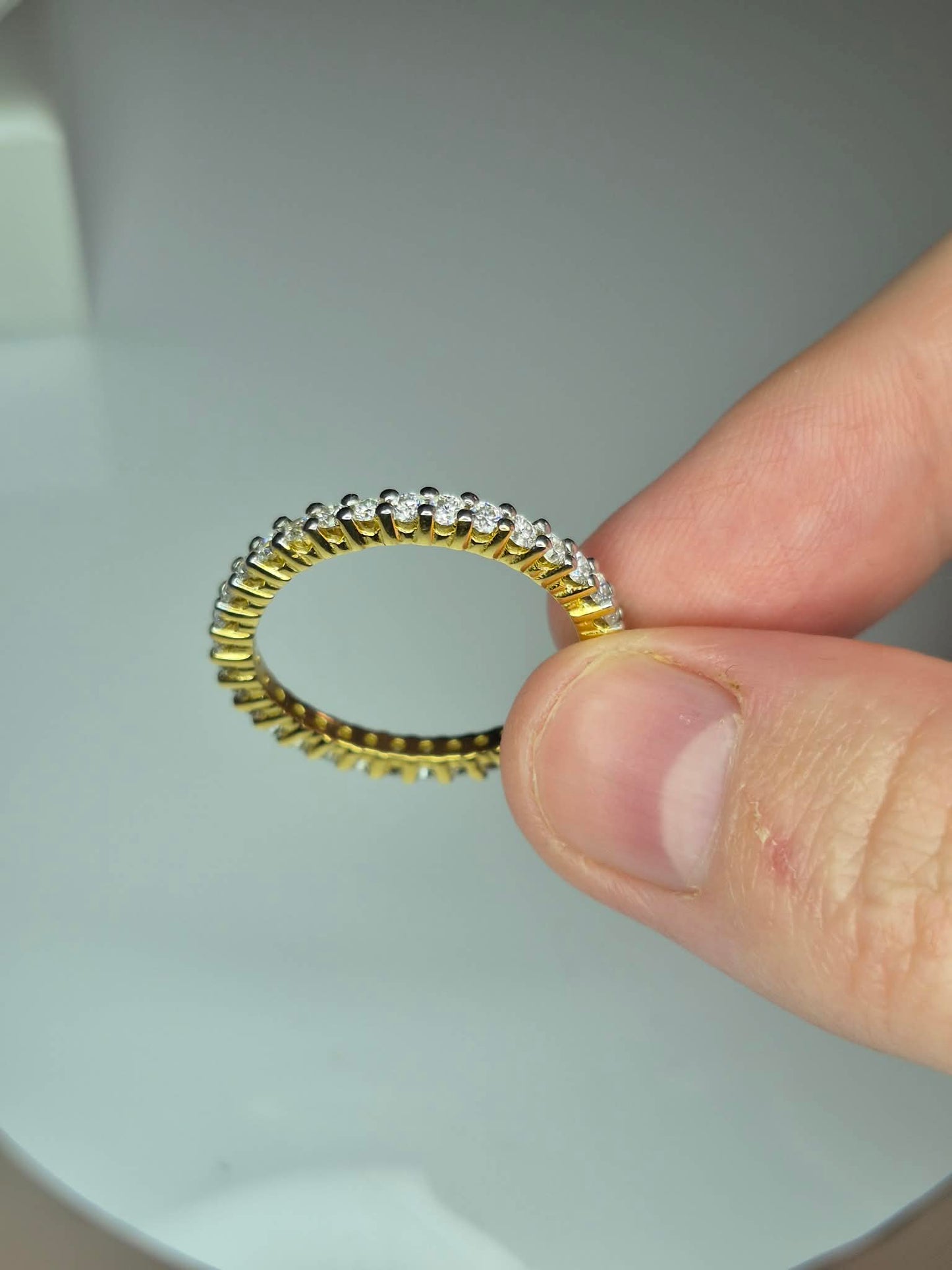 1.16 Moissanite Eternity Ring in 18K Gold Plated 925 Sterling Silver SIZES R,S