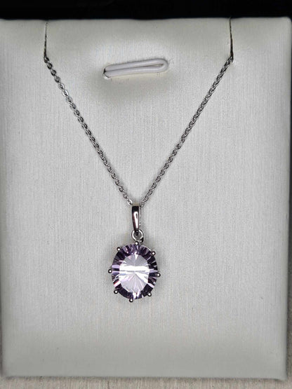 3Ct. Pink Amethyst Solitaire Necklace 925 Sterling Silver