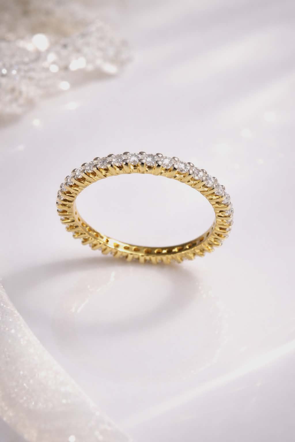 1.16 Moissanite Eternity Ring in 18K Gold Plated 925 Sterling Silver SIZES R,S