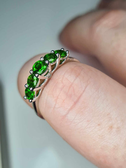 1ct Russian Diopside And Diamond Ring 925 Sterling Silver SIZE N