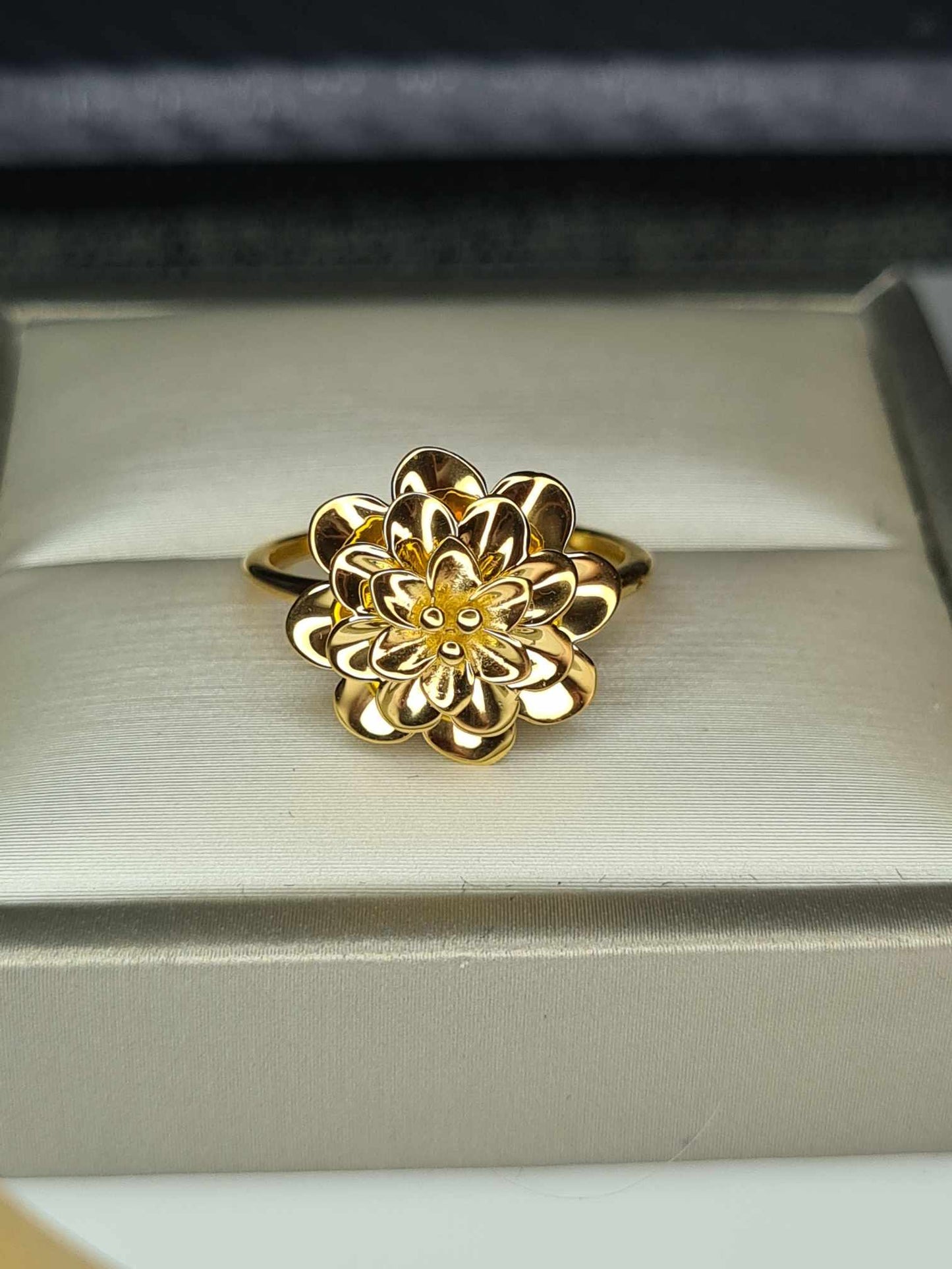 Floral 18K Yellow Gold 925 Sterling Silver Ring SIZES N,O