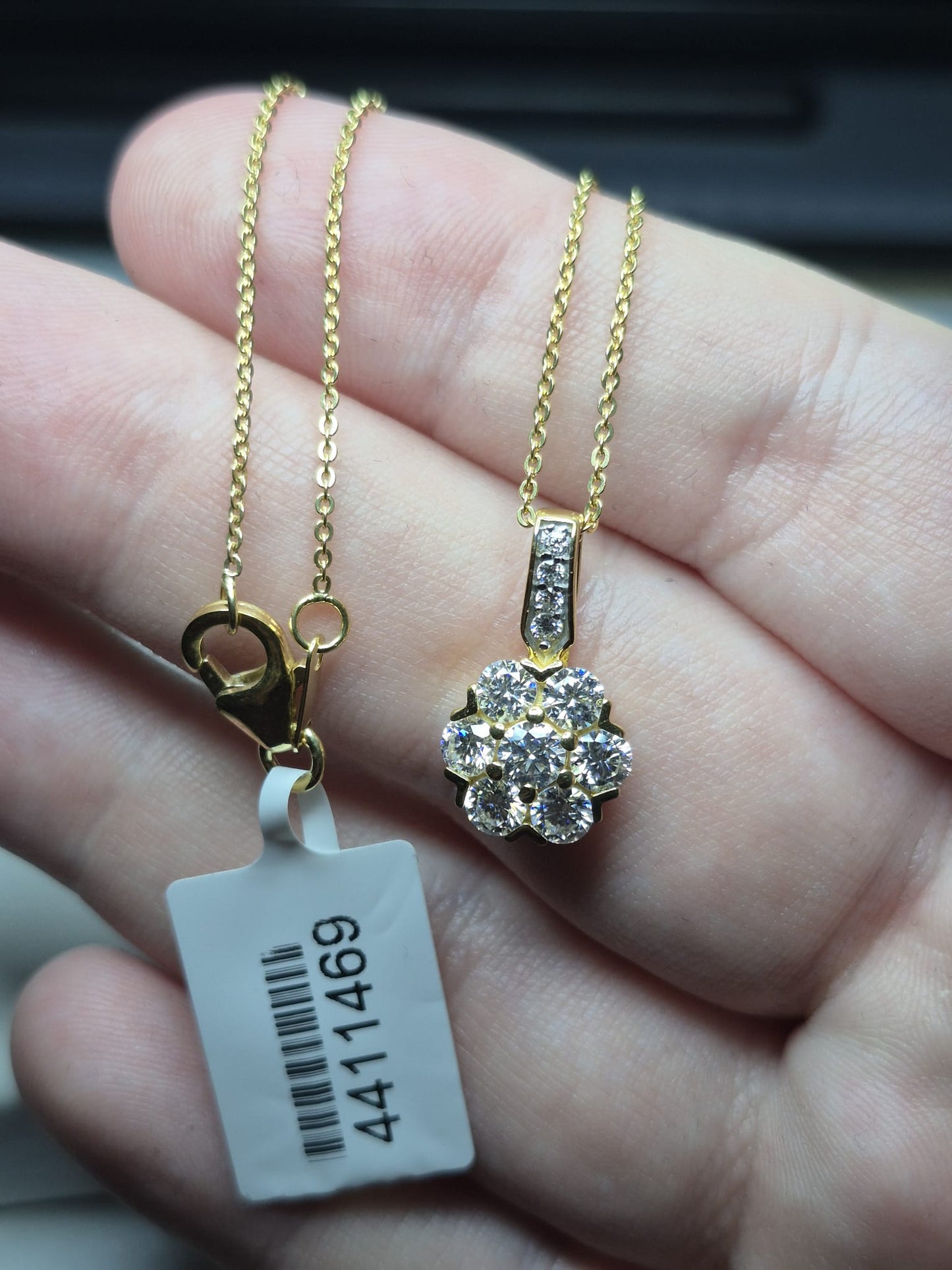 1.22ct Moissanite Floral Necklace 925 Sterling Silver with a gold overlay