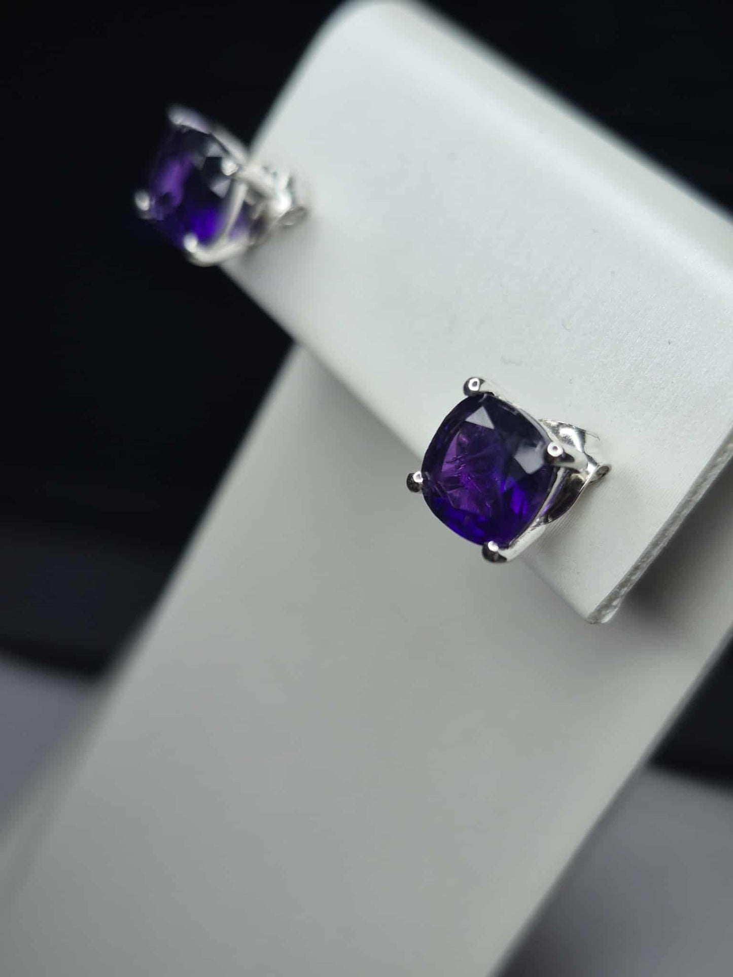 2.77ct AAA African Amethyst Stud Earrings in Platinum Overlay 925 Sterling Silver
