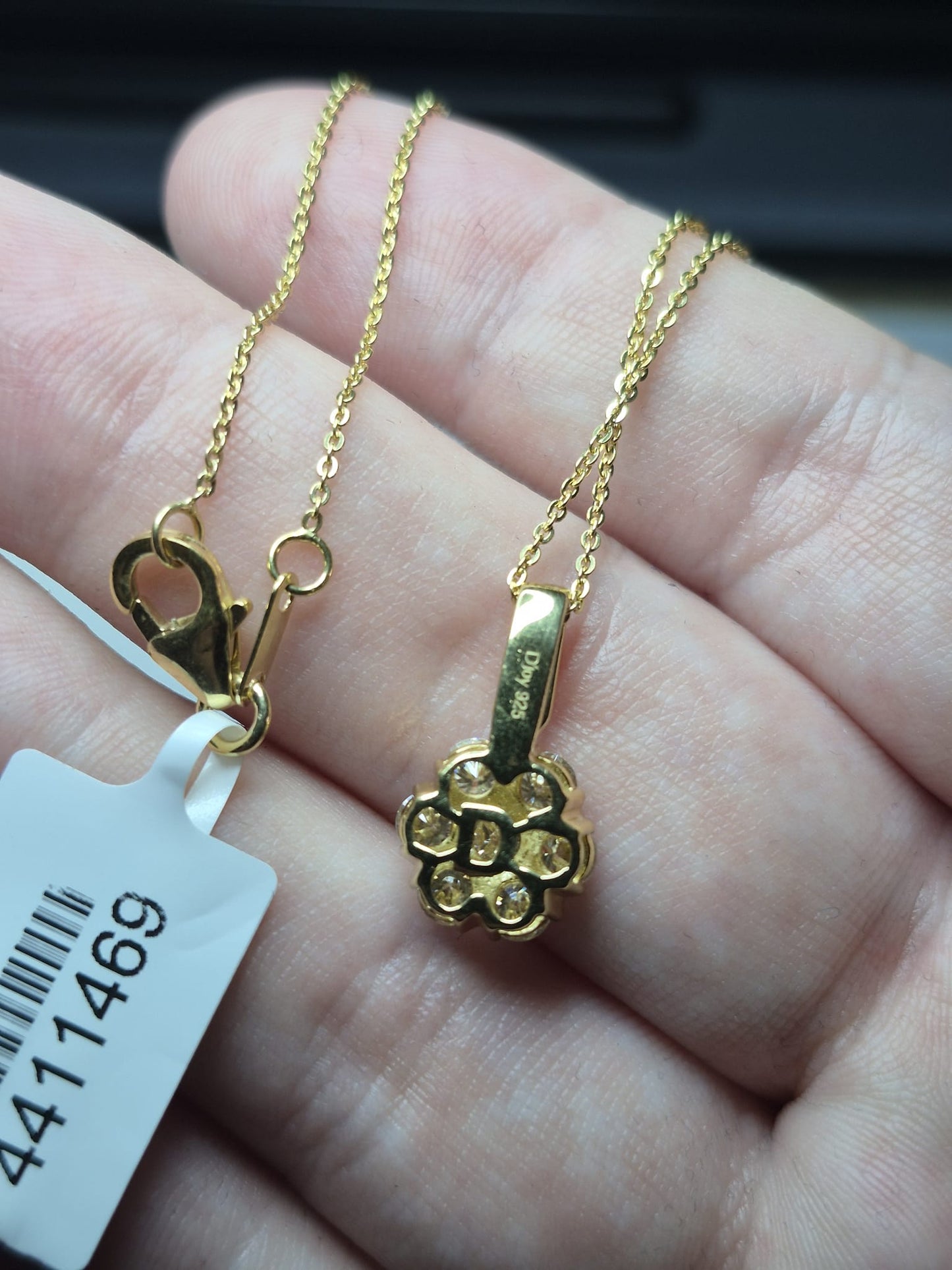 1.22ct Moissanite Floral Necklace 925 Sterling Silver with a gold overlay