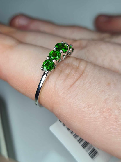 1ct Russian Diopside And Diamond Ring 925 Sterling Silver SIZE N