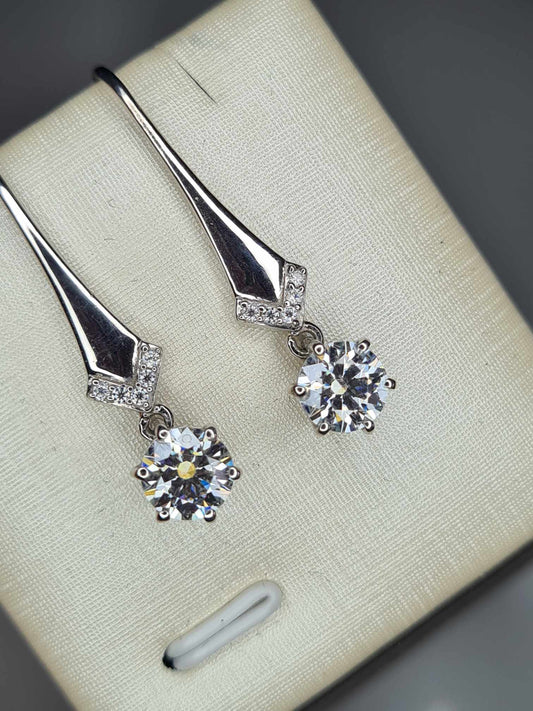 1.52ct Moissanite Drop Earrings in Rhodium Overlay 925 Sterling Silver